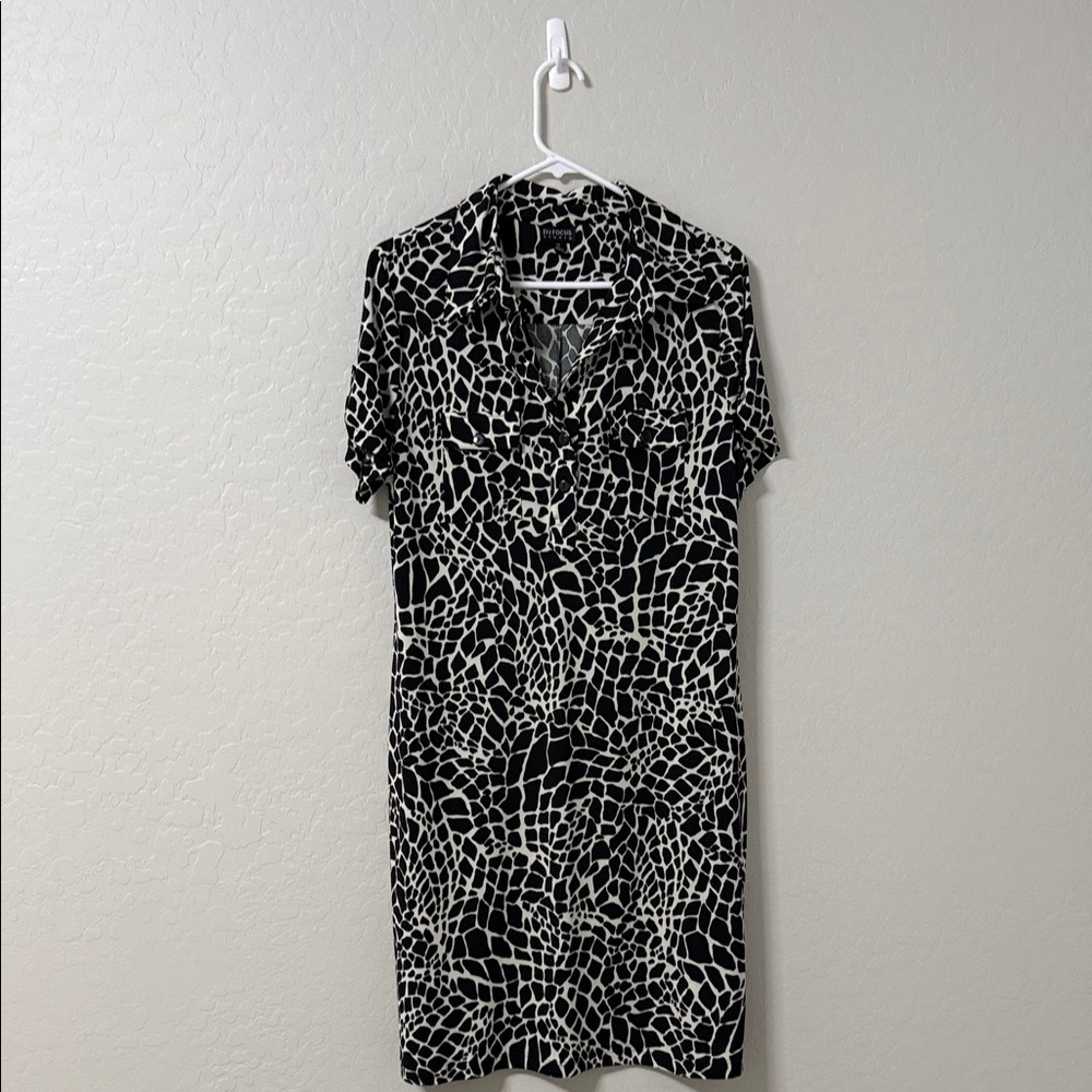 Enfocus Studio Black and White Abstract Print Dress